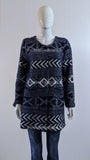 Navy Diamond Pattern Fluffy Open Cardigan