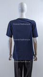 Navy Floral Design Crew Neck Cotton T-Shirt