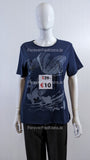 Navy Floral Design Crew Neck Cotton T-Shirt