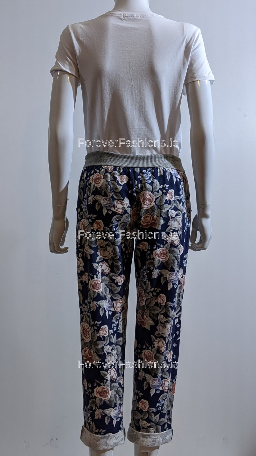 Navy Floral Print Trouser