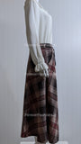 Pink & Black Check Belted A-Line Skirt