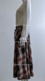 Pink & Black Check Belted A-Line Skirt