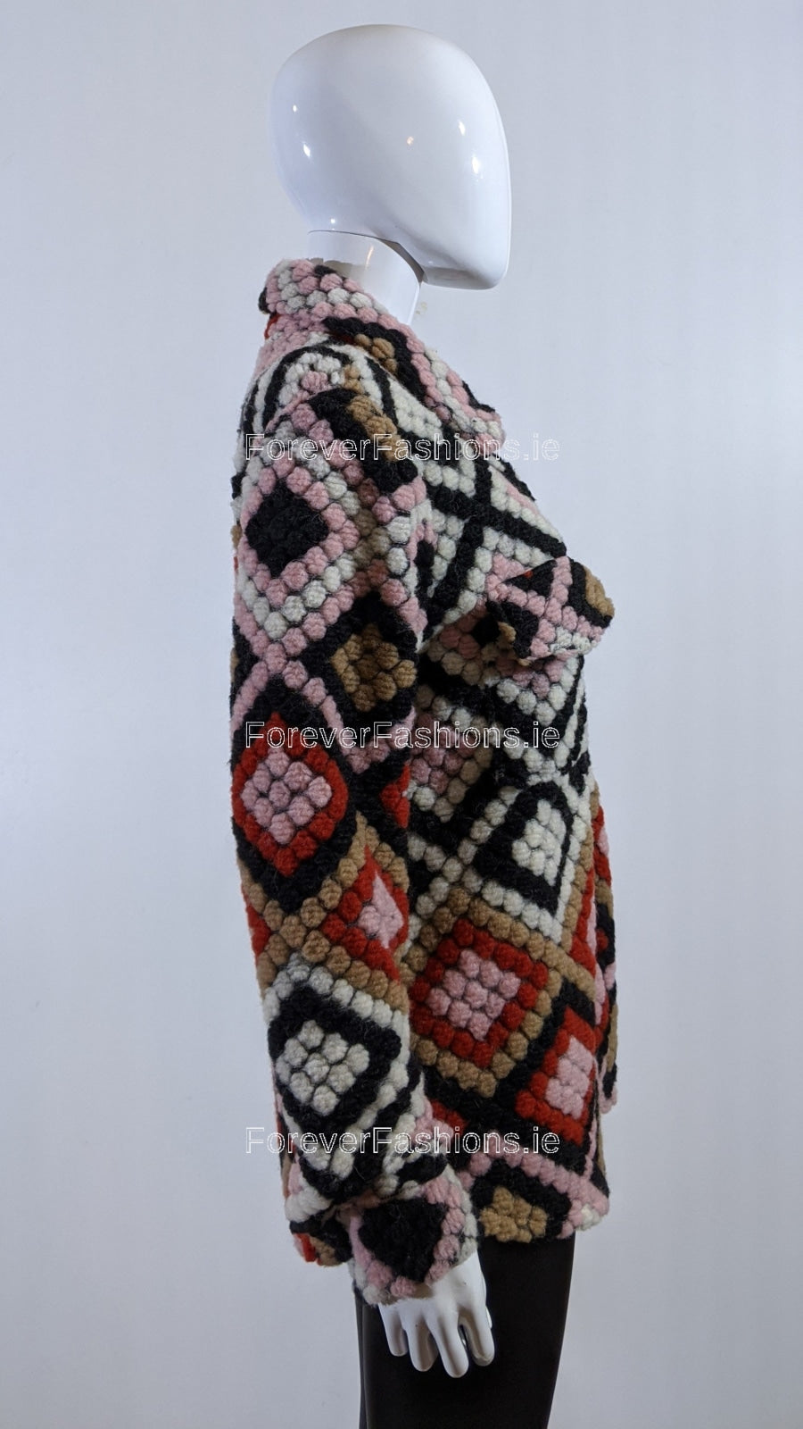 Pink Wool Blend Aztec Print Button Up Shacket