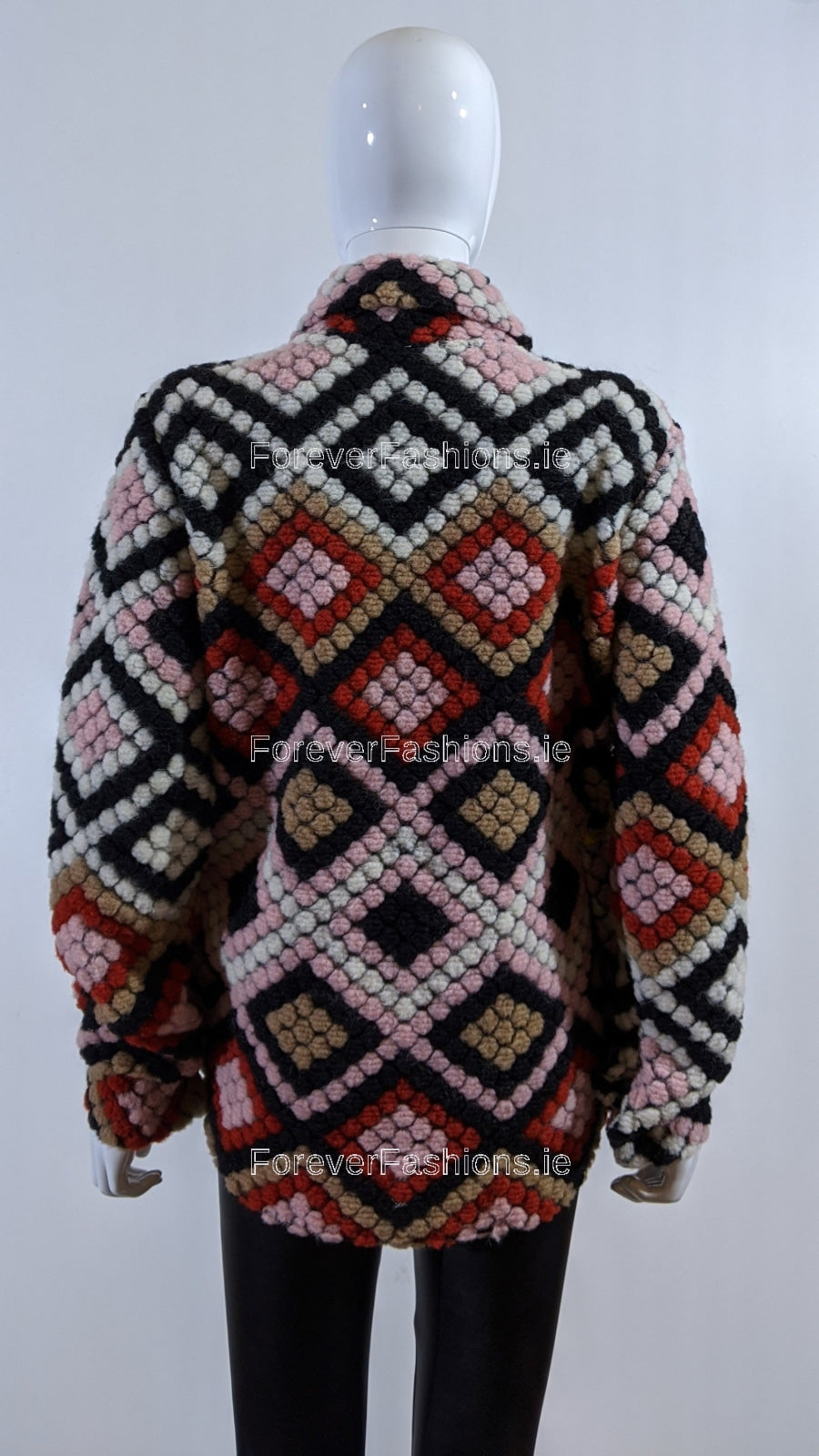 Pink Wool Blend Aztec Print Button Up Shacket