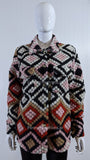 Pink Wool Blend Aztec Print Button Up Shacket