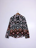 Pink Wool Blend Aztec Print Button Up Shacket