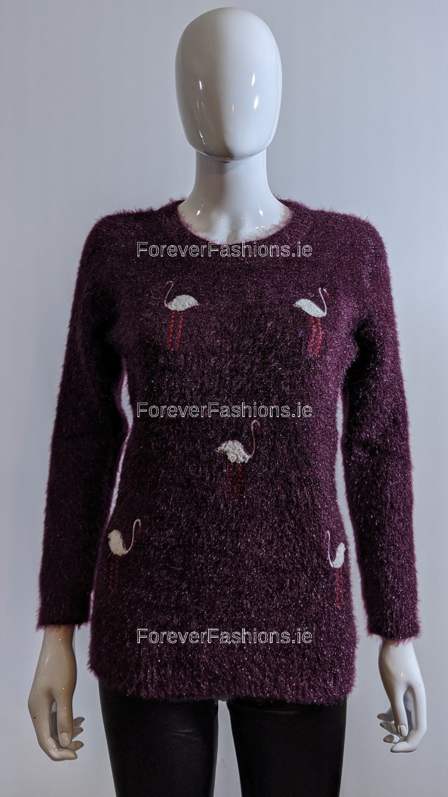 Plum Feather Design Fluffy Jumper