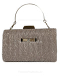 Rose Gold Pleated Glitter Clutch Bag with Handle