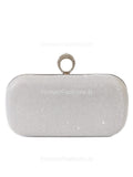 Silver Glitter Diamond Ring Detail Clutch Bag