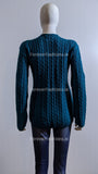 Teal V-Neck Cable Knit Jumper