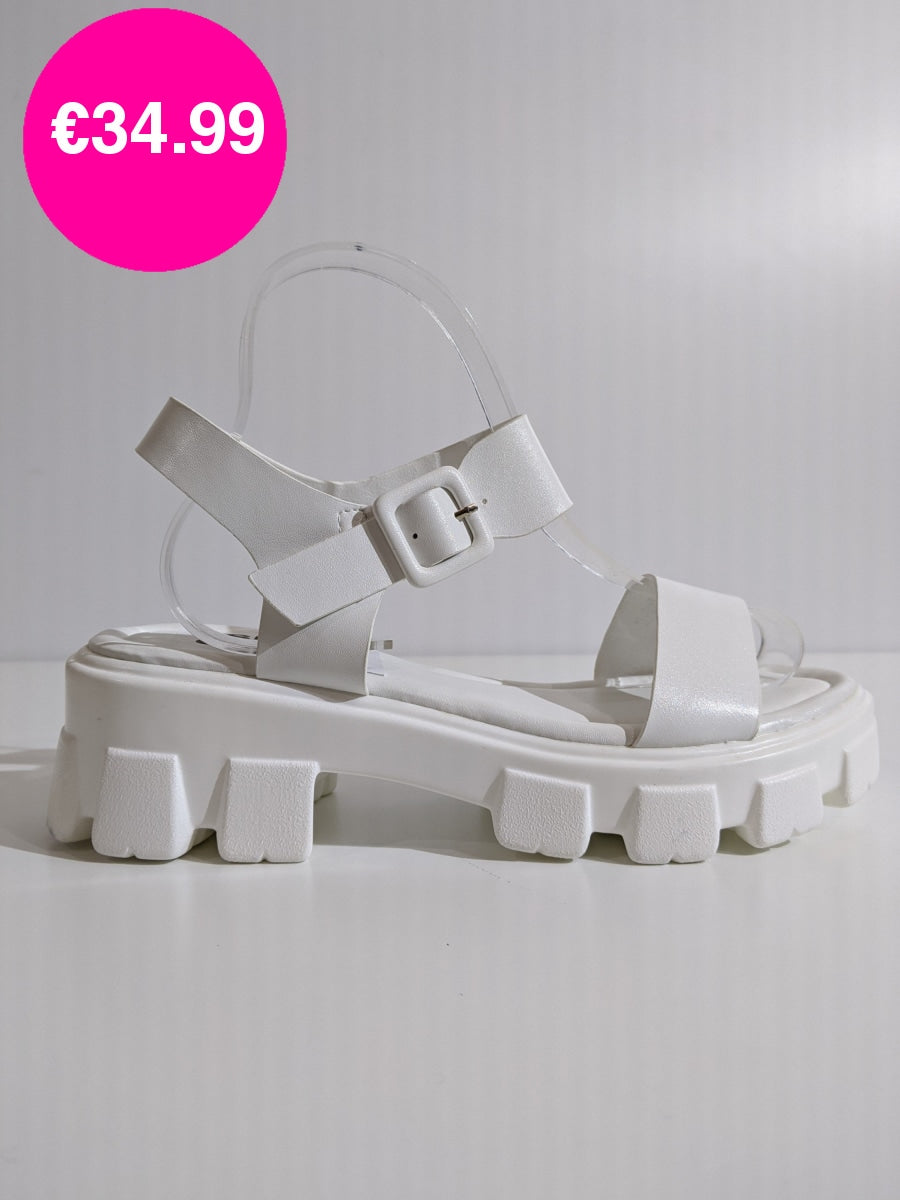 White Chunky Platform Track Sole Sandals