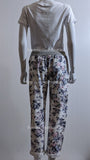 White Navy Floral Print Trouser