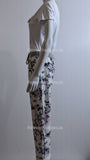 White Navy Floral Print Trouser