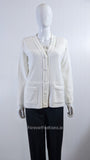 White V-Neck Button Pocket Cardigan