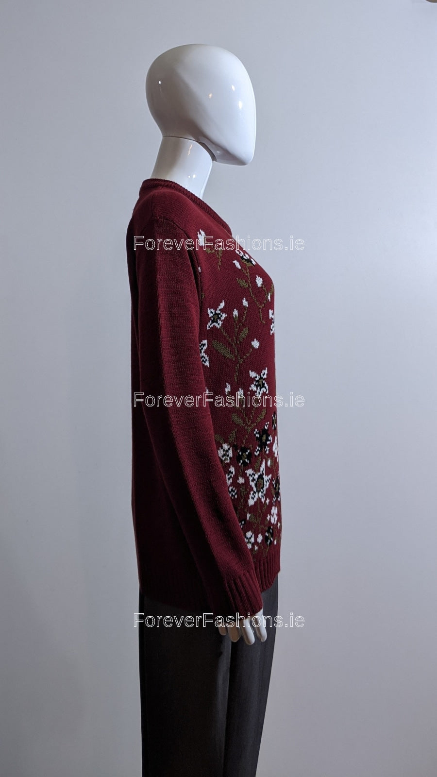 Wine Floral Print Jumper