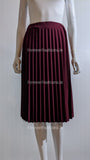 Wine Pleated Knee Length Skirt