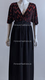 Wine Sparkle Glitter Design V-Neck Long Dress