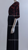 Wine Sparkle Glitter Design V-Neck Long Dress