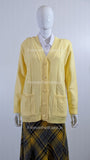 Yellow Diamond Design V-Neck Button Cardigan with Pockets