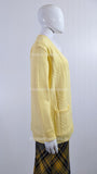 Yellow Diamond Design V-Neck Button Cardigan with Pockets